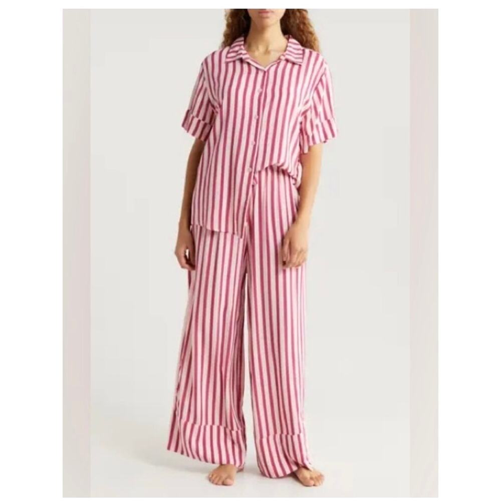 Papinelle Stripe Wide Leg Pajama Set Mulberry/Pink Stripe S